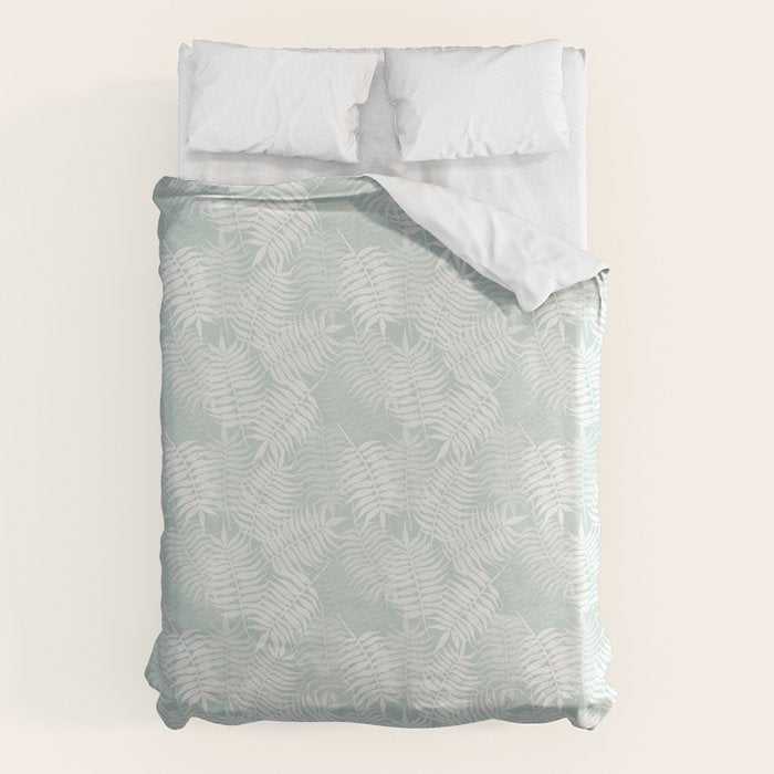 Palm Leaves . Soft Aqua Duvet Cover Gallery Image 1