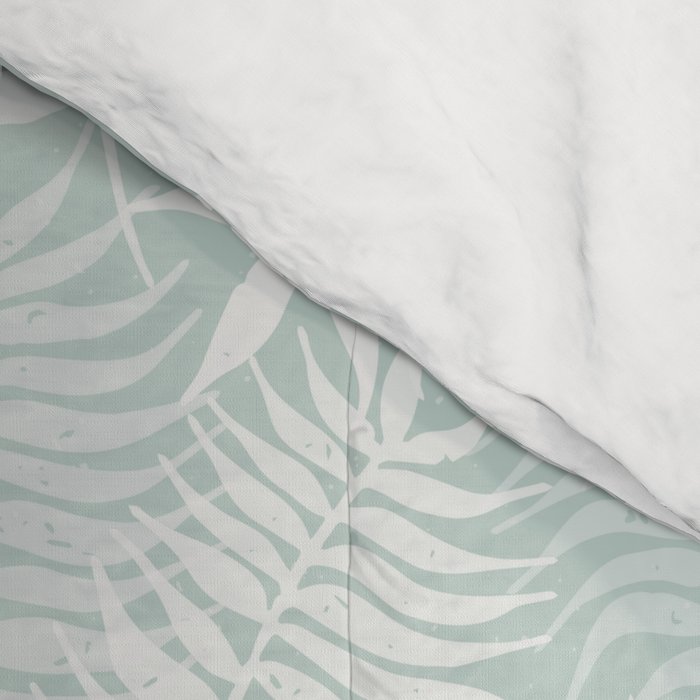 Palm Leaves . Soft Aqua Comforter Gallery Image 4