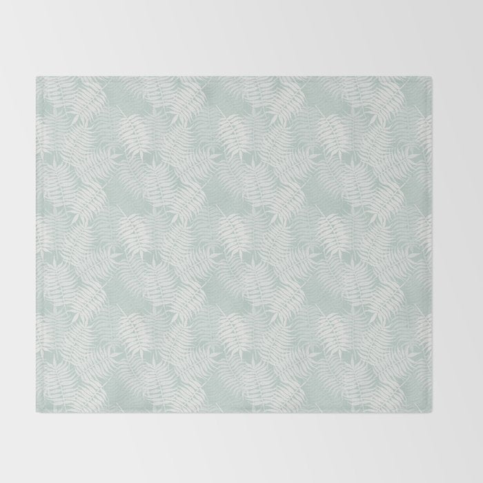 Palm Leaves . Soft Aqua Throw Blanket Gallery Image 2
