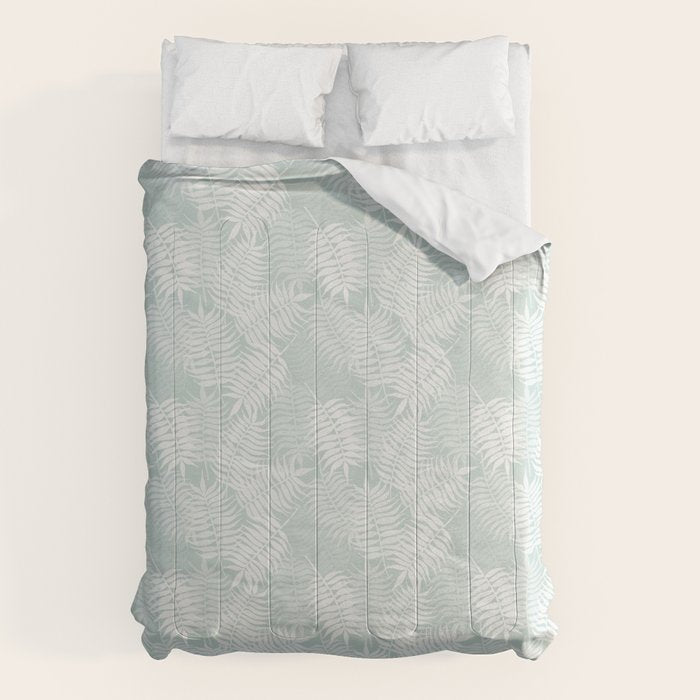Palm Leaves . Soft Aqua Comforter Gallery Image 1