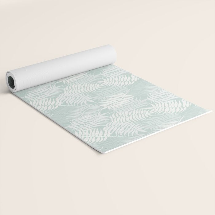 Palm Leaves . Soft Aqua Yoga Mat Gallery Image 2