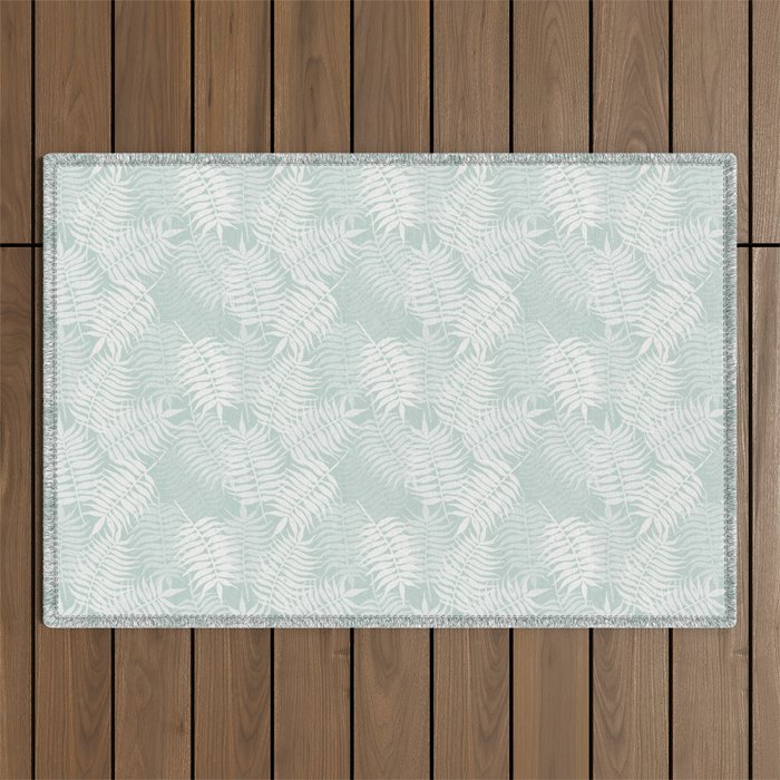 Palm Leaves . Soft Aqua Outdoor Rug Gallery Image 1