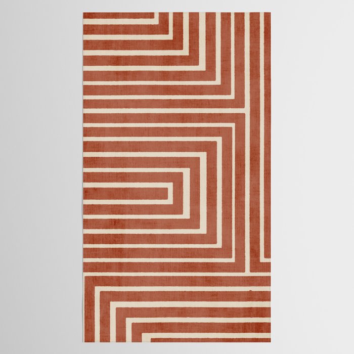 Dark Terracotta Geometric Design Artwork Tablecloth Gallery Image 2