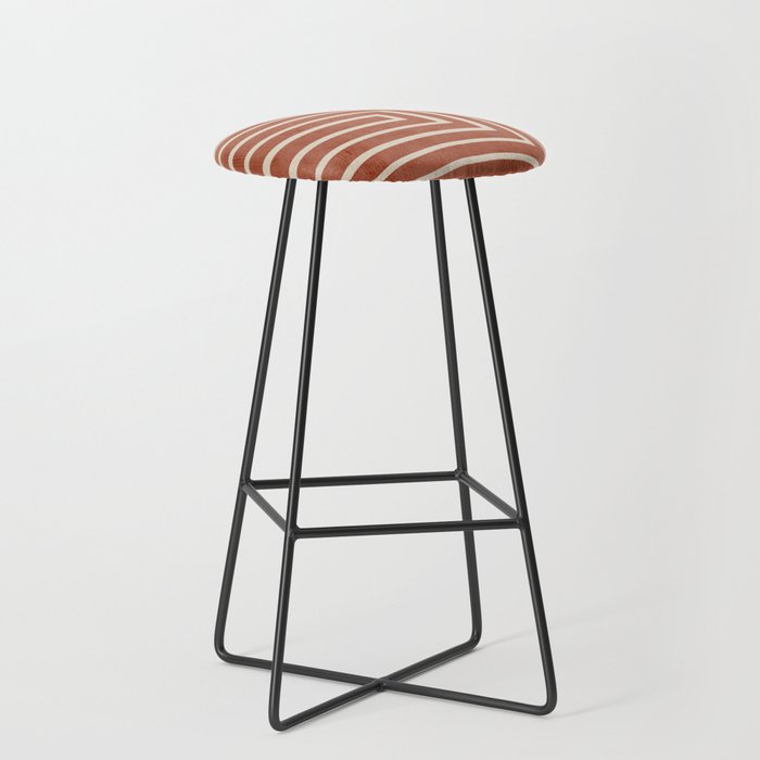 Dark Terracotta Geometric Design Artwork Stool Gallery Image 1
