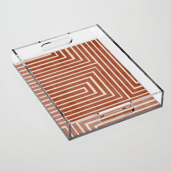 Dark Terracotta Geometric Design Artwork Acrylic Tray Gallery Image 1