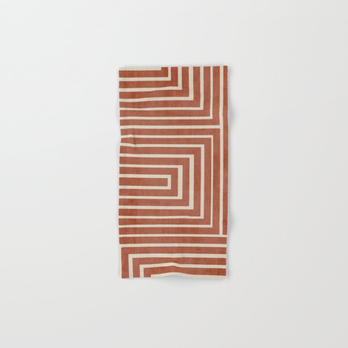Dark Terracotta Geometric Design Artwork Bath Towel Gallery Image 1