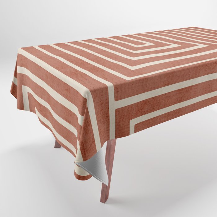 Dark Terracotta Geometric Design Artwork Tablecloth Gallery Image 1