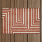 Dark Terracotta Geometric Design Artwork Outdoor Rug Gallery Image 1