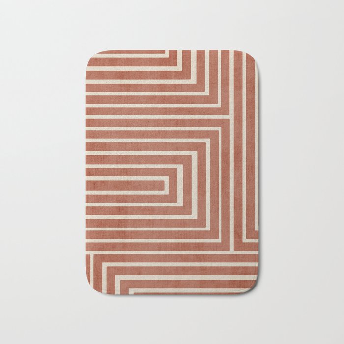 Dark Terracotta Geometric Design Artwork Bath Mat Gallery Image 1
