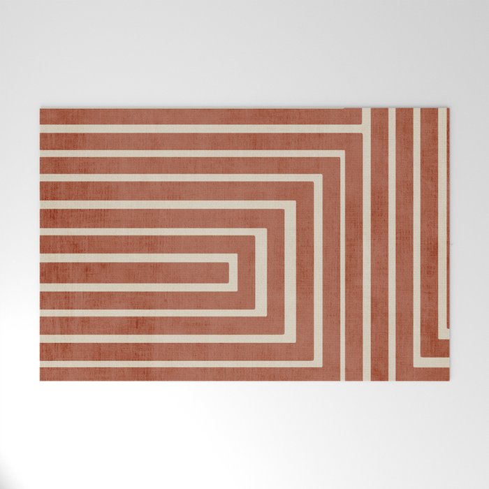 Dark Terracotta Geometric Design Artwork Welcome Mat Gallery Image 1