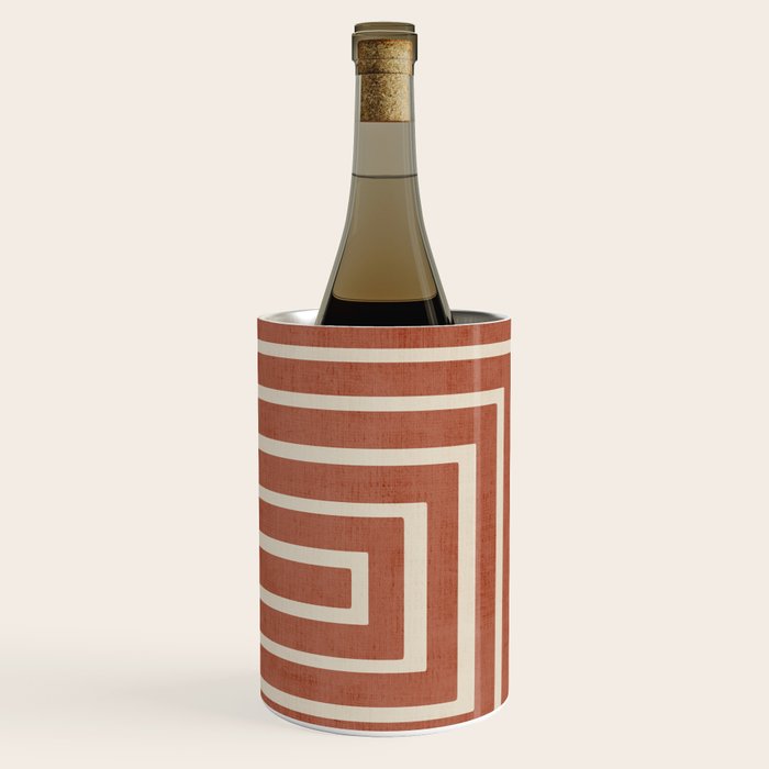 Dark Terracotta Geometric Design Artwork Wine Chiller Gallery Image 1