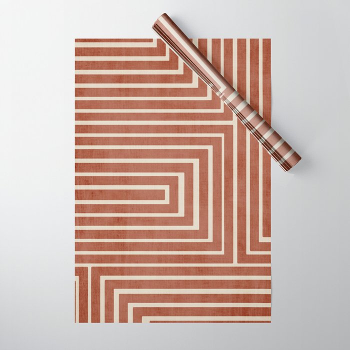 Dark Terracotta Geometric Design Artwork Wrapping Paper Gallery Image 1