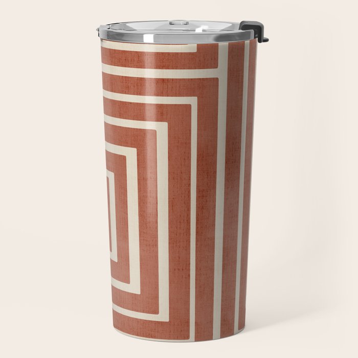 Dark Terracotta Geometric Design Artwork Travel Mug Gallery Image 2