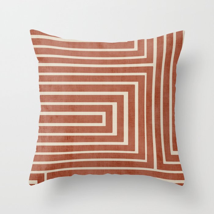 Dark Terracotta Geometric Design Artwork Throw Pillow Gallery Image 1
