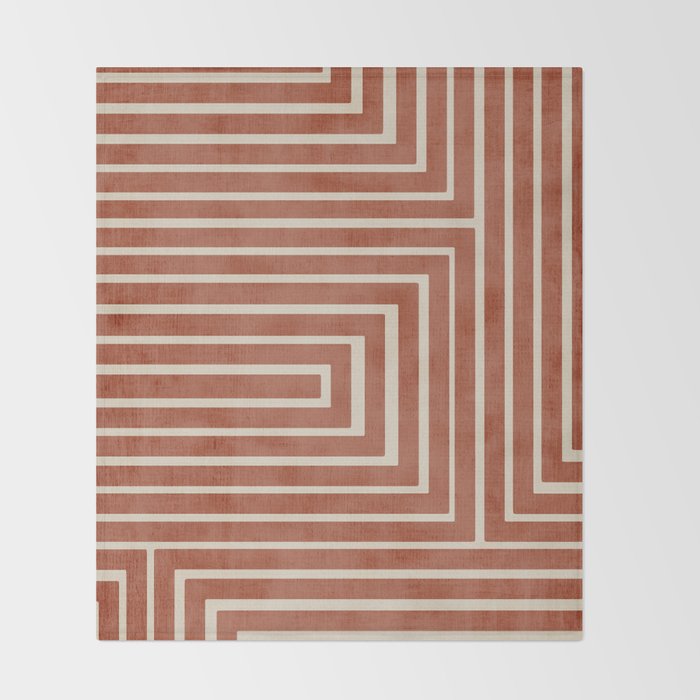 Dark Terracotta Geometric Design Artwork Throw Blanket Gallery Image 2