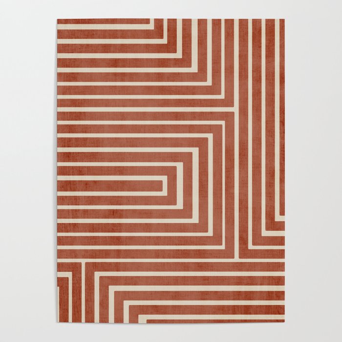 Dark Terracotta Geometric Design Artwork Poster Gallery Image 1