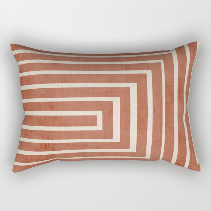Dark Terracotta Geometric Design Artwork Rectangular Pillow Gallery Image 1