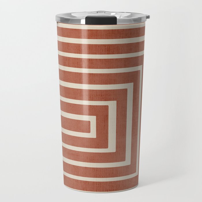 Dark Terracotta Geometric Design Artwork Travel Mug Gallery Image 1