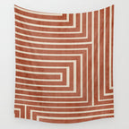 Dark Terracotta Geometric Design Artwork Wall Tapestry Gallery Image 4