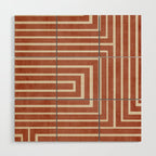 Dark Terracotta Geometric Design Artwork Wood Wall Art Gallery Image 1