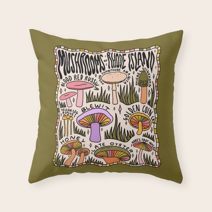Mushrooms of Rhode Island Throw Pillow Gallery Image 6