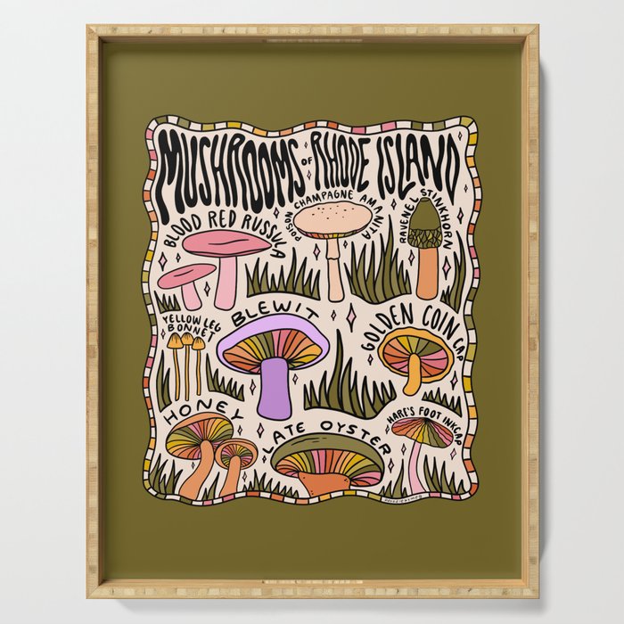 Mushrooms of Rhode Island Serving Tray Gallery Image 1