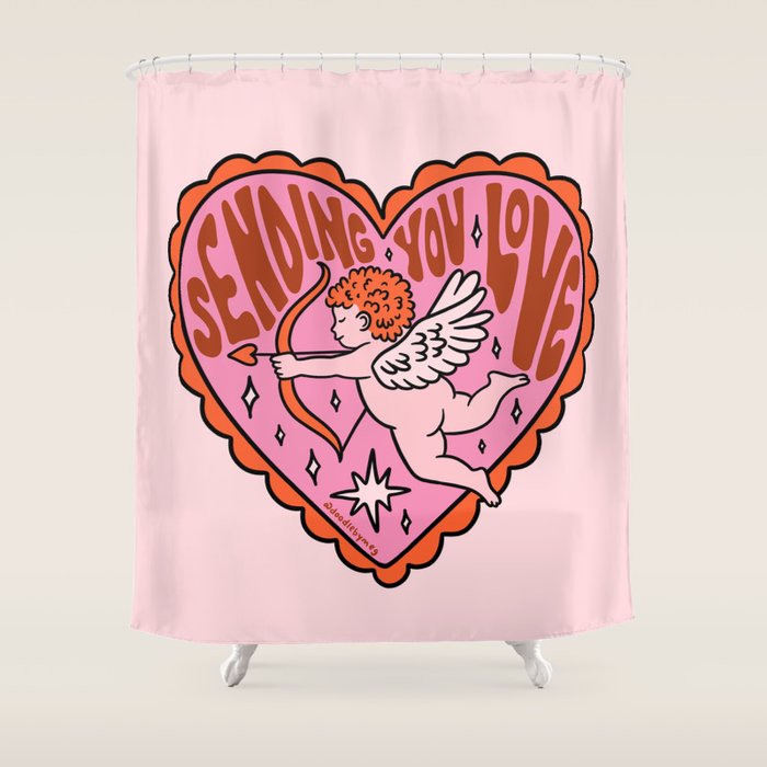 Sending You Love Cupid Shower Curtain Gallery Image 1