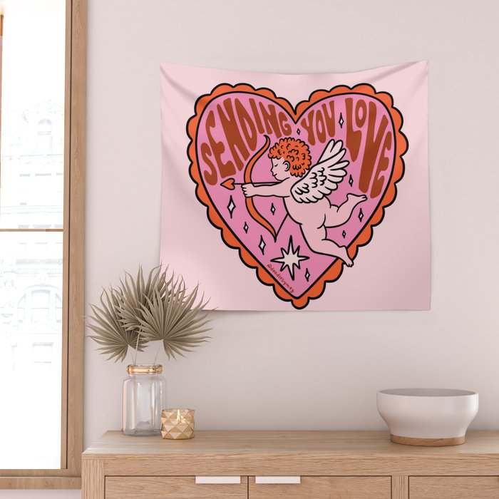Sending You Love Cupid Wall Tapestry Gallery Image 2