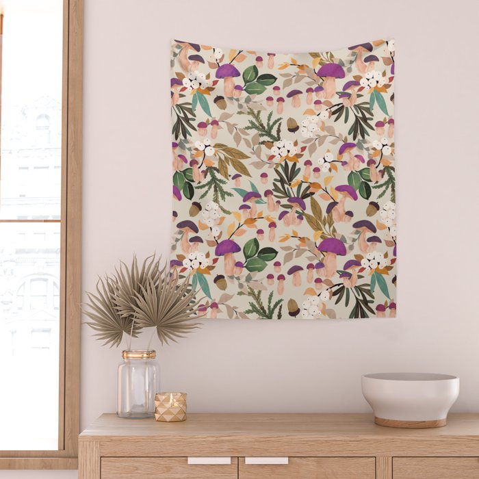 Magic mushroom forest H Wall Tapestry Gallery Image 2