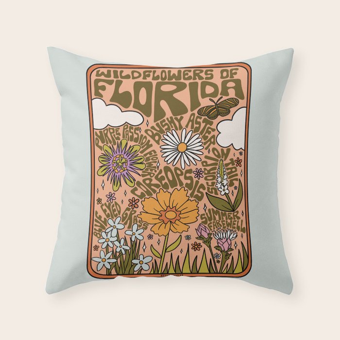 Florida Wildflowers Throw Pillow Gallery Image 6