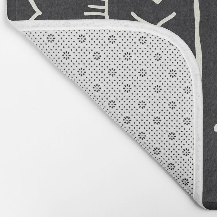 Cute Geometric Stripe in Black and White Bath Mat Gallery Image 2