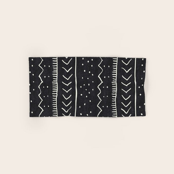 Cute Geometric Stripe in Black and White Hand & Bath Towel Gallery Image 1