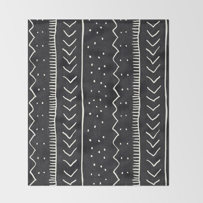 Cute Geometric Stripe in Black and White Throw Blanket Gallery Image 2