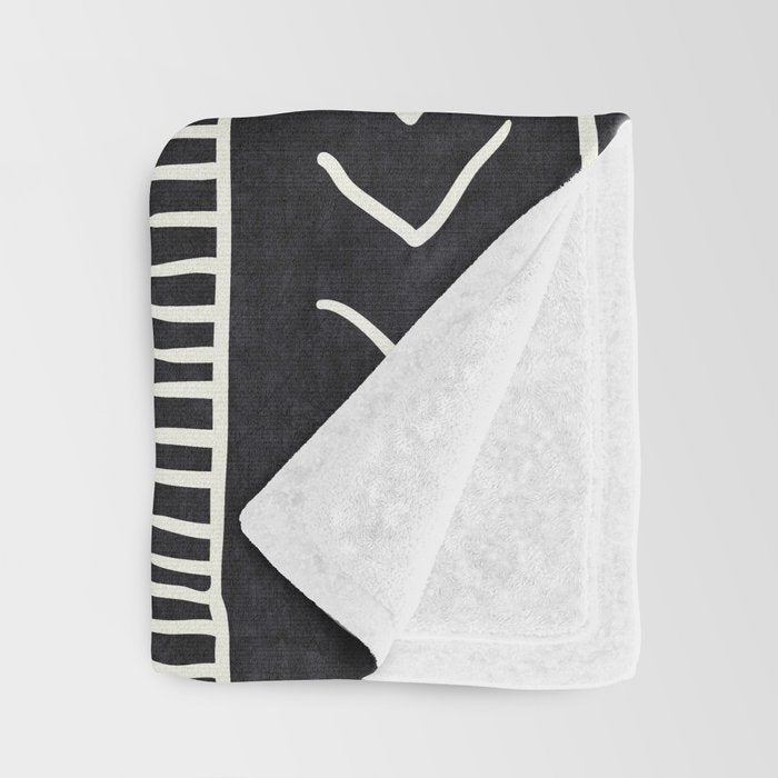 Cute Geometric Stripe in Black and White Throw Blanket Gallery Image 3