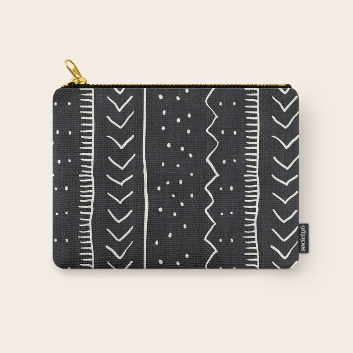 Cute Geometric Stripe in Black and White Carry All Pouch Gallery Image 1