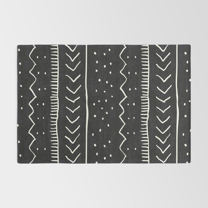 Cute Geometric Stripe in Black and White Rug Gallery Image 2