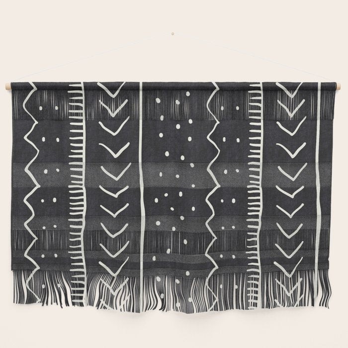 Cute Geometric Stripe in Black and White Wall Hanging Gallery Image 1