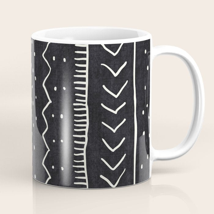 Cute Geometric Stripe in Black and White Coffee Mug Gallery Image 1