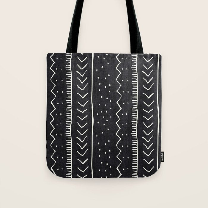 Cute Geometric Stripe in Black and White Tote Bag Gallery Image 1