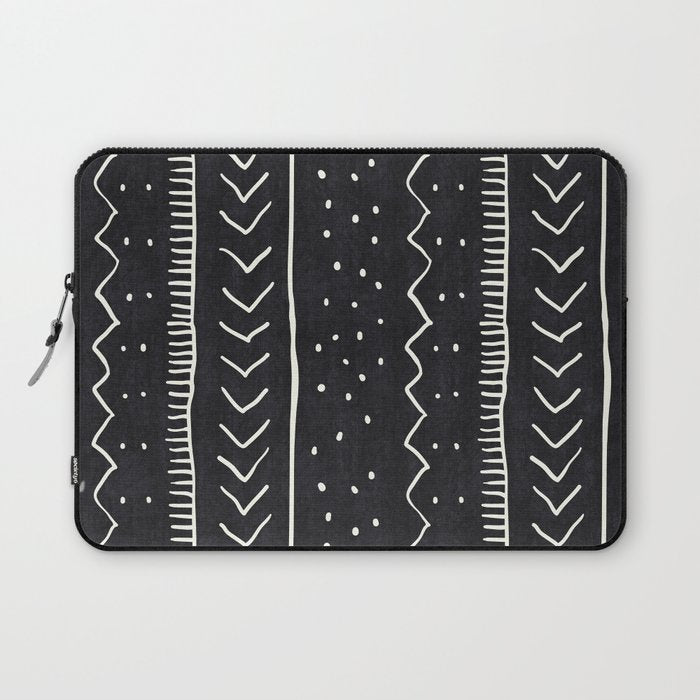Cute Geometric Stripe in Black and White Laptop Sleeve Gallery Image 1