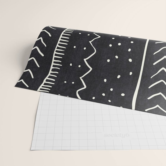 Cute Geometric Stripe in Black and White Wrapping Paper Gallery Image 2