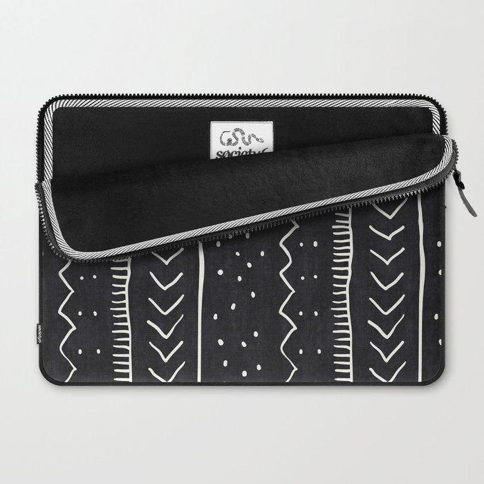 Cute Geometric Stripe in Black and White Laptop Sleeve Gallery Image 2
