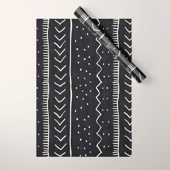 Cute Geometric Stripe in Black and White Wrapping Paper Gallery Image 1