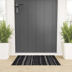 Cute Geometric Stripe in Black and White Welcome Mat Gallery Image 3