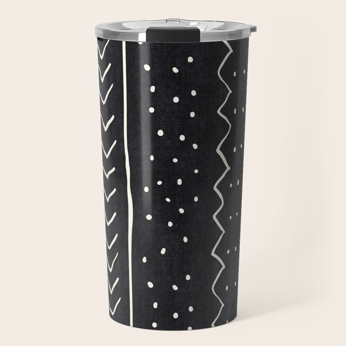 Cute Geometric Stripe in Black and White Travel Mug Gallery Image 1