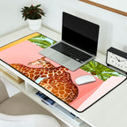 Giraffe Villa | Contemporary Modern Architecture Digital Graphic Art | Wildlife Animals Palm Exotic Desk Mat Gallery Image 2