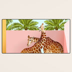 Giraffe Villa | Contemporary Modern Architecture Digital Graphic Art | Wildlife Animals Palm Exotic Desk Mat Gallery Image 3