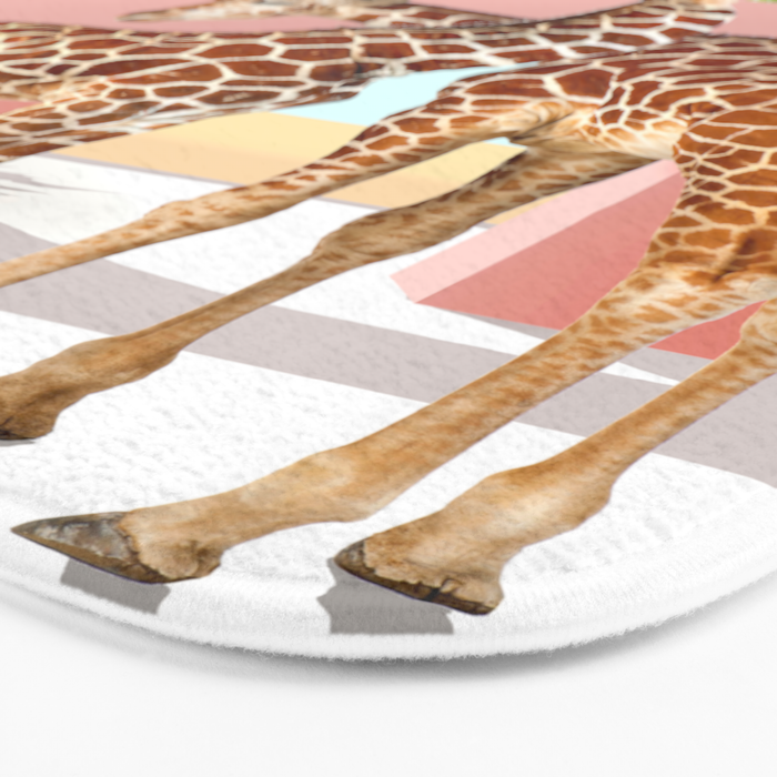 Giraffe Villa | Contemporary Modern Architecture Digital Graphic Art | Wildlife Animals Palm Exotic Bath Mat Gallery Image 3