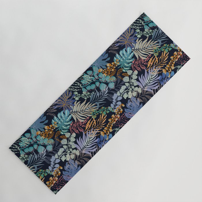 tropical blue night leaves Yoga Mat Gallery Image 1