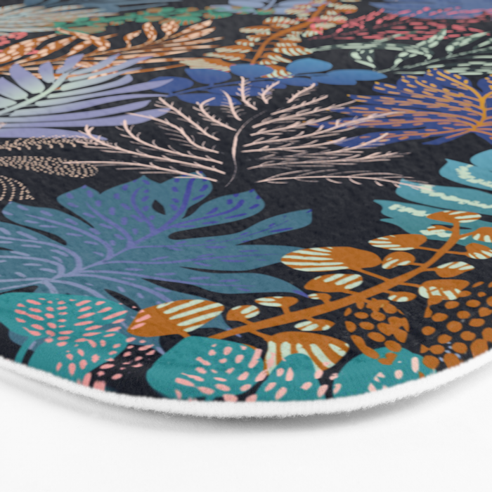 tropical blue night leaves Bath Mat Gallery Image 3
